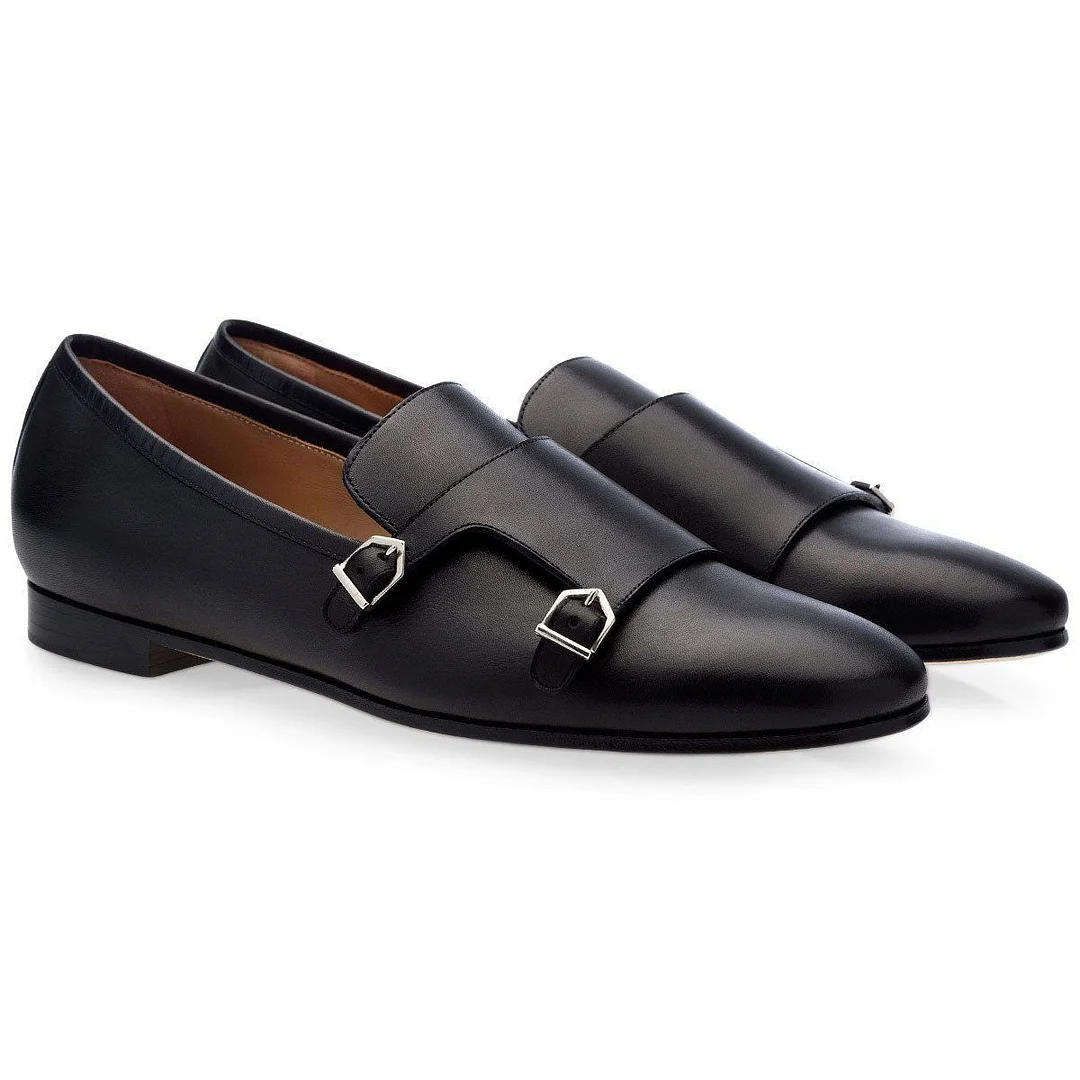 Men's Shoes Black Nappa Leather Loafers