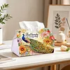 Diamond Art Tissue Box Cover DIY PU Desktop Organizer Large(Peacocks)