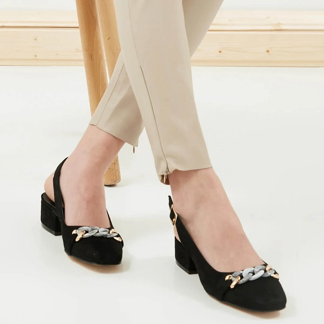 Mio Gusto Brand MONICA, Orange / Black / Blue/Powder, 3Cm Low Heel, fine Quality Women 's Shoes Pumps