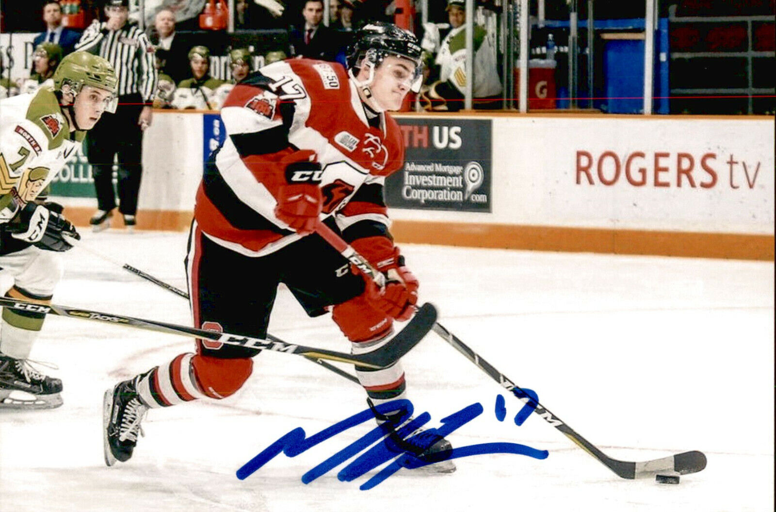 Mitchell Hoelscher SIGNED 4x6 Photo Poster painting OTTAWA 67's / NEW JERSEY DEVILS #3