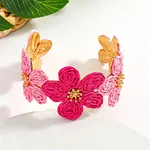 Bohemian Pink Floral Adjustable Open Bracelet - Image 2