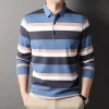 Long casual striped polo shirt