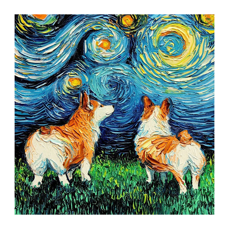 Van Gogh Starry Sky - Corgi Wooden Puzzle