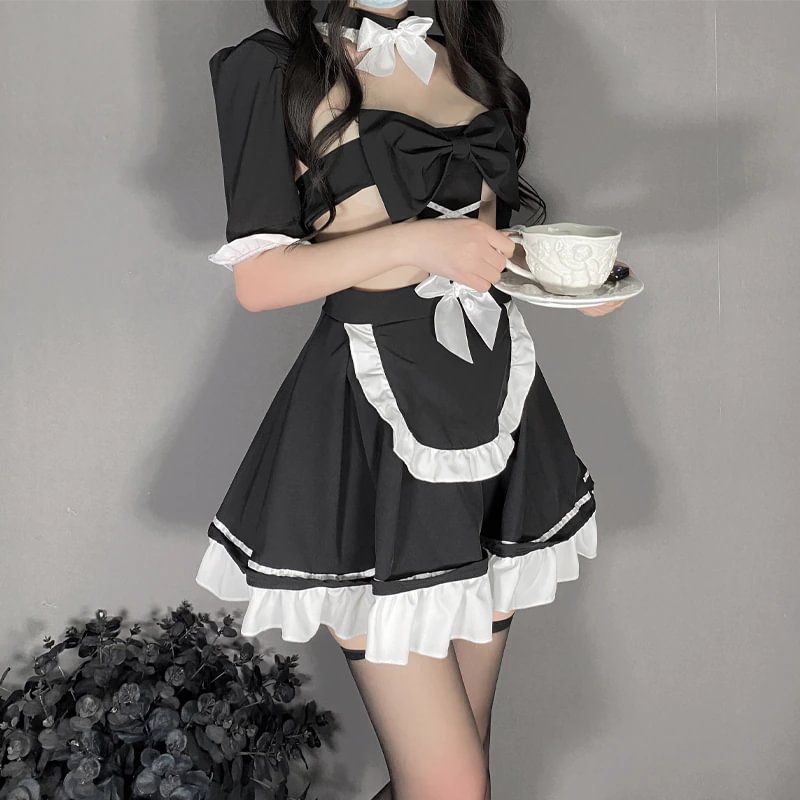 Billionm OJBK Sexy Lingerie Maid Dress Uniform Sweet Maid Temptation Outfits Kawaii Hollow Out Costumes Role Play Exotic Long Dress 2022