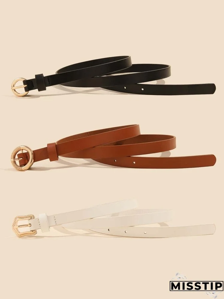 3pcs Metal Buckle Belt