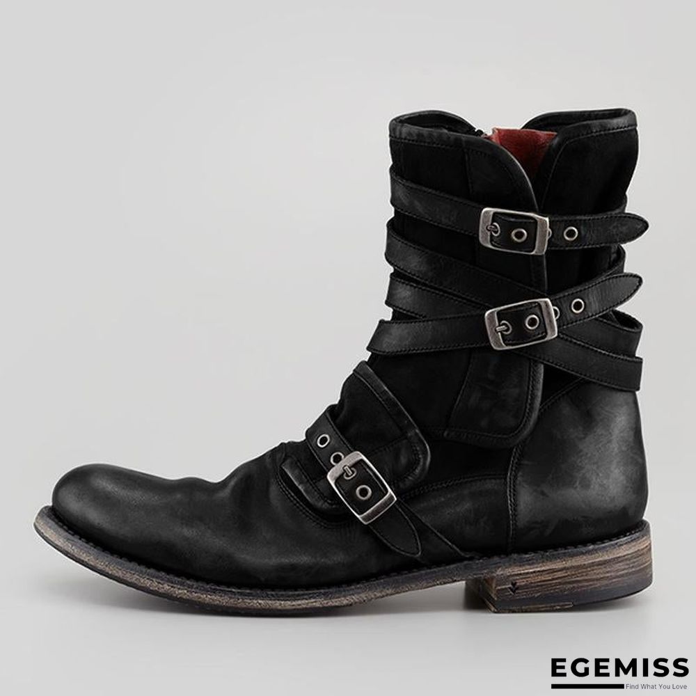 Men's Retro Multiple Buckle Retro Ankle Boots | EGEMISS