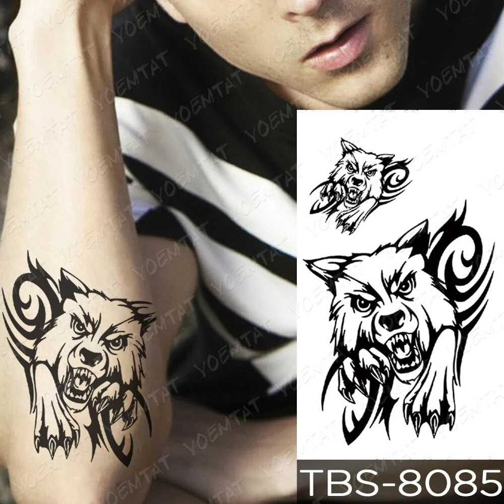 Waterproof Temporary Tattoo Sticker Dragon Wing Totem Flash Tatto Scorpion Wolf Maori Body Art Arm Water Transfer Fake Tatoo Men