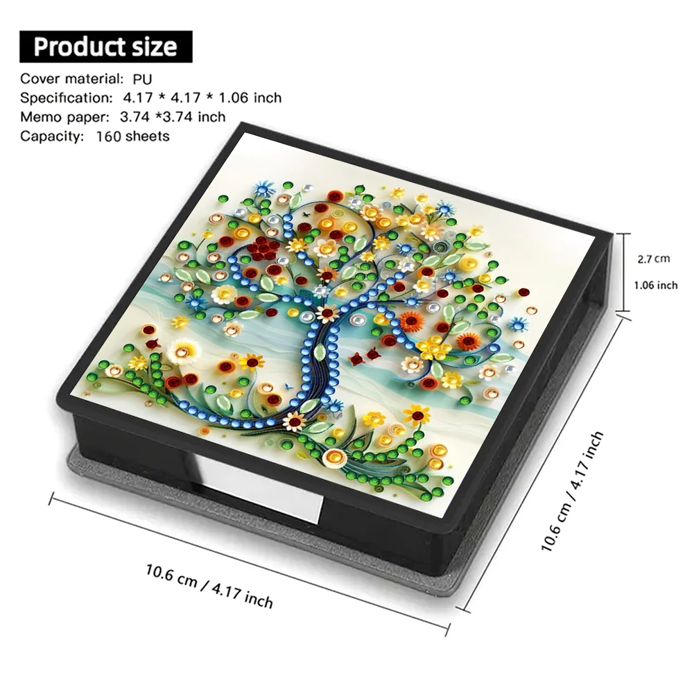 PU 5D Diamond Painting Kit Note Box DIY Diamond Art Notepad Box (Tree B)
