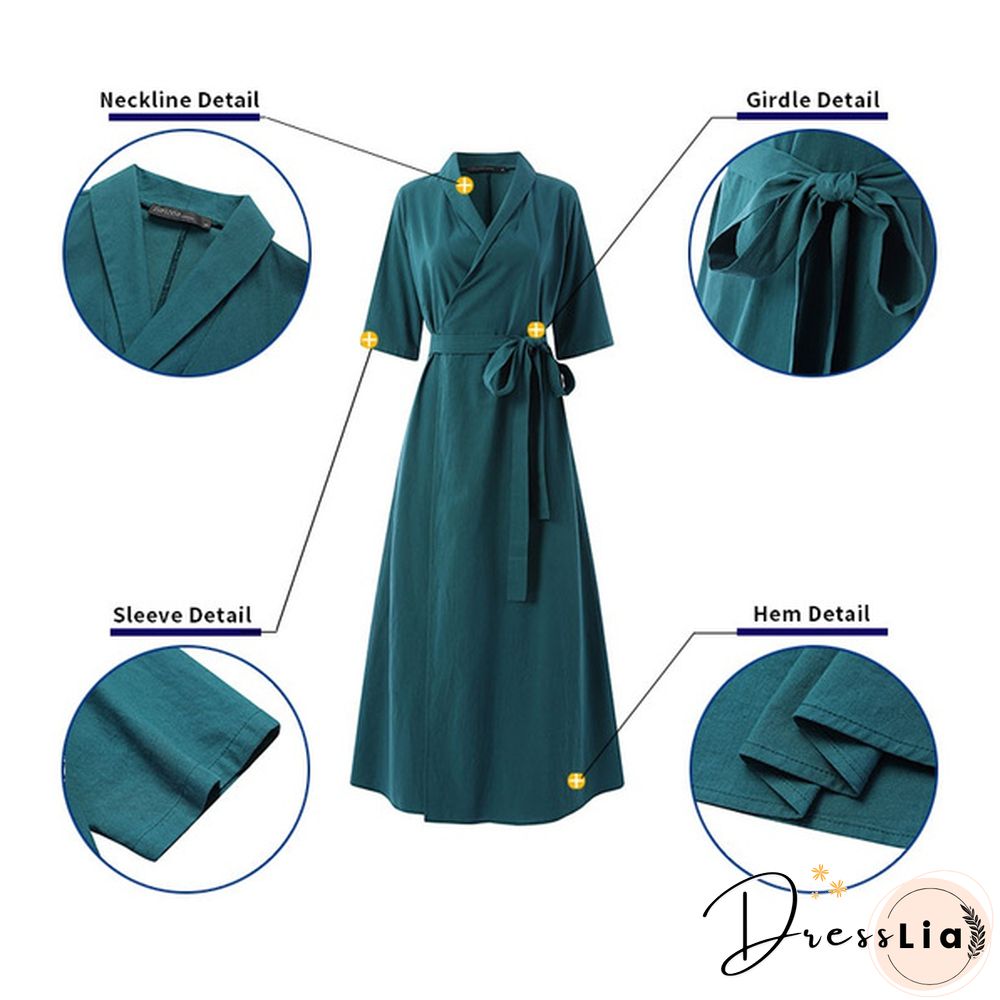 Women Vintage Party Dress Long Sleeve V Neck Office Lady Dress Autumn New Fashion Casual Dress