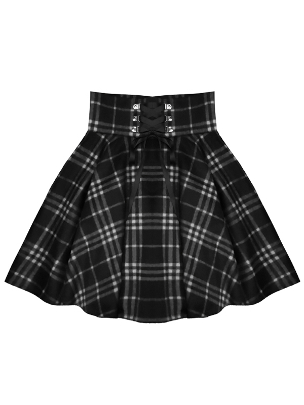 Dark Academia Gothi Style Plaid Red Skirts