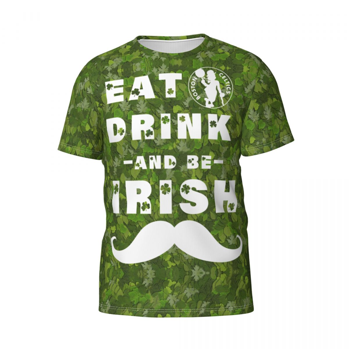 Boston Celtics St. Patrick's Day Eat Drink And Be Irish Printed Men's T-Shirt