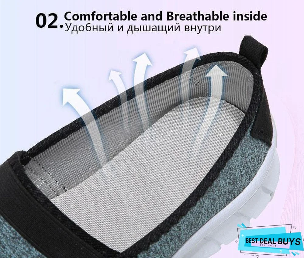 Women Slip On Loafers Plus Size Breathable Mesh Ballet Sneakers Flat Shoes