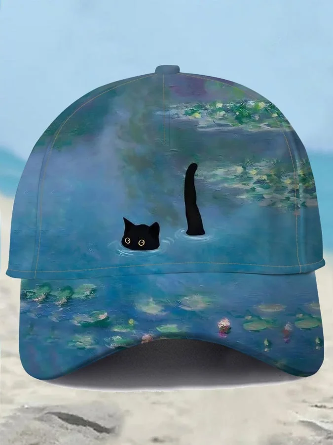 Unisex Cat Design Printed Hat