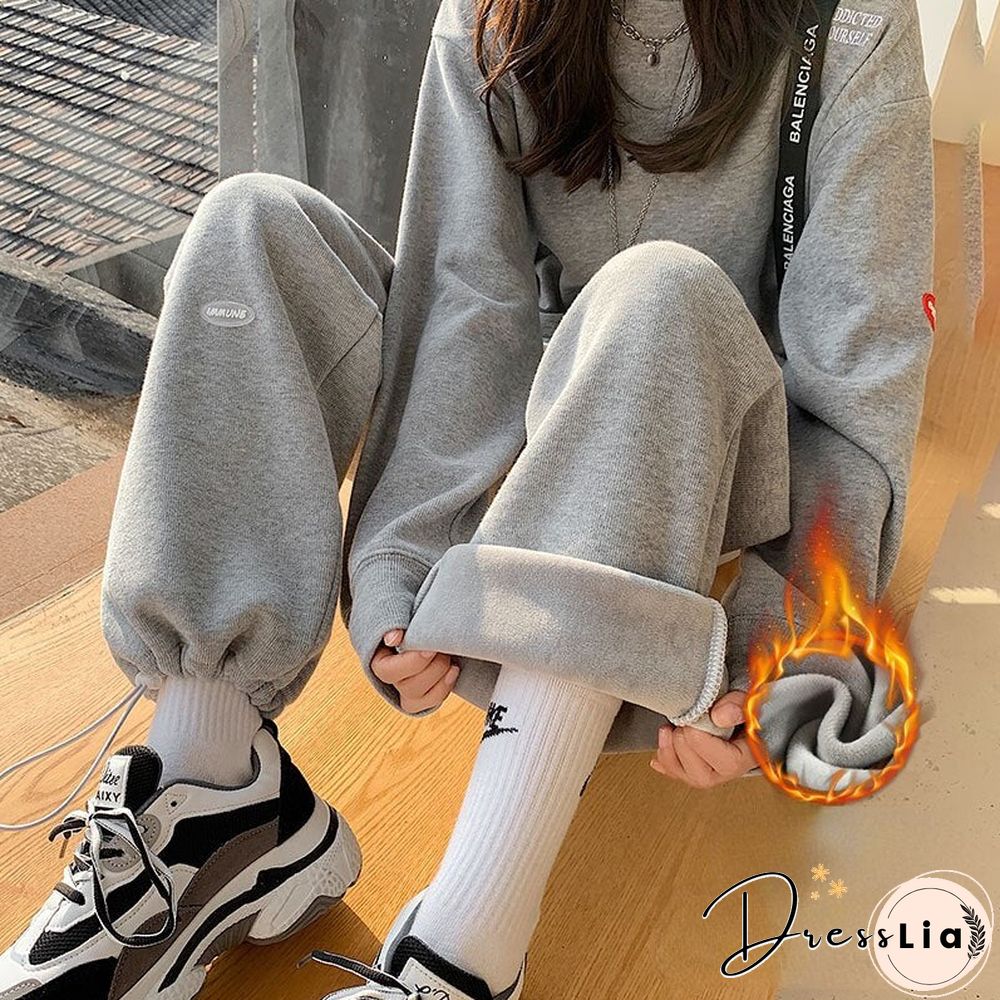 Plus Size White Gray Sweatpants Women Autumn Baggy Loose Women Sports Thicken Pants Warm Winter Trousers Joggers Streetwear