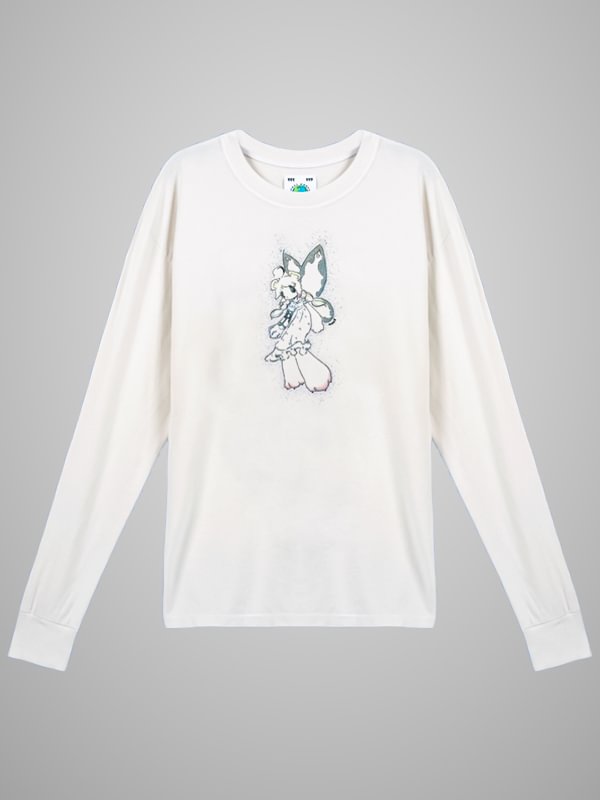 Y2K Sweet Girl Butterfly Angel Glitter Printed Oversize Pullover Long Sleeve Sweatshirt