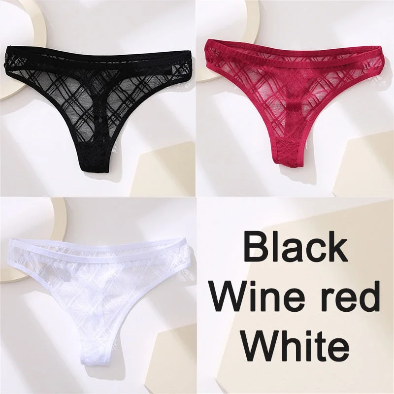 Sexy Lingerie Lace Panties Women Underwear G-String Perspective Thong Pantys Mesh Low Waist Female Briefs Intimate Underpants
