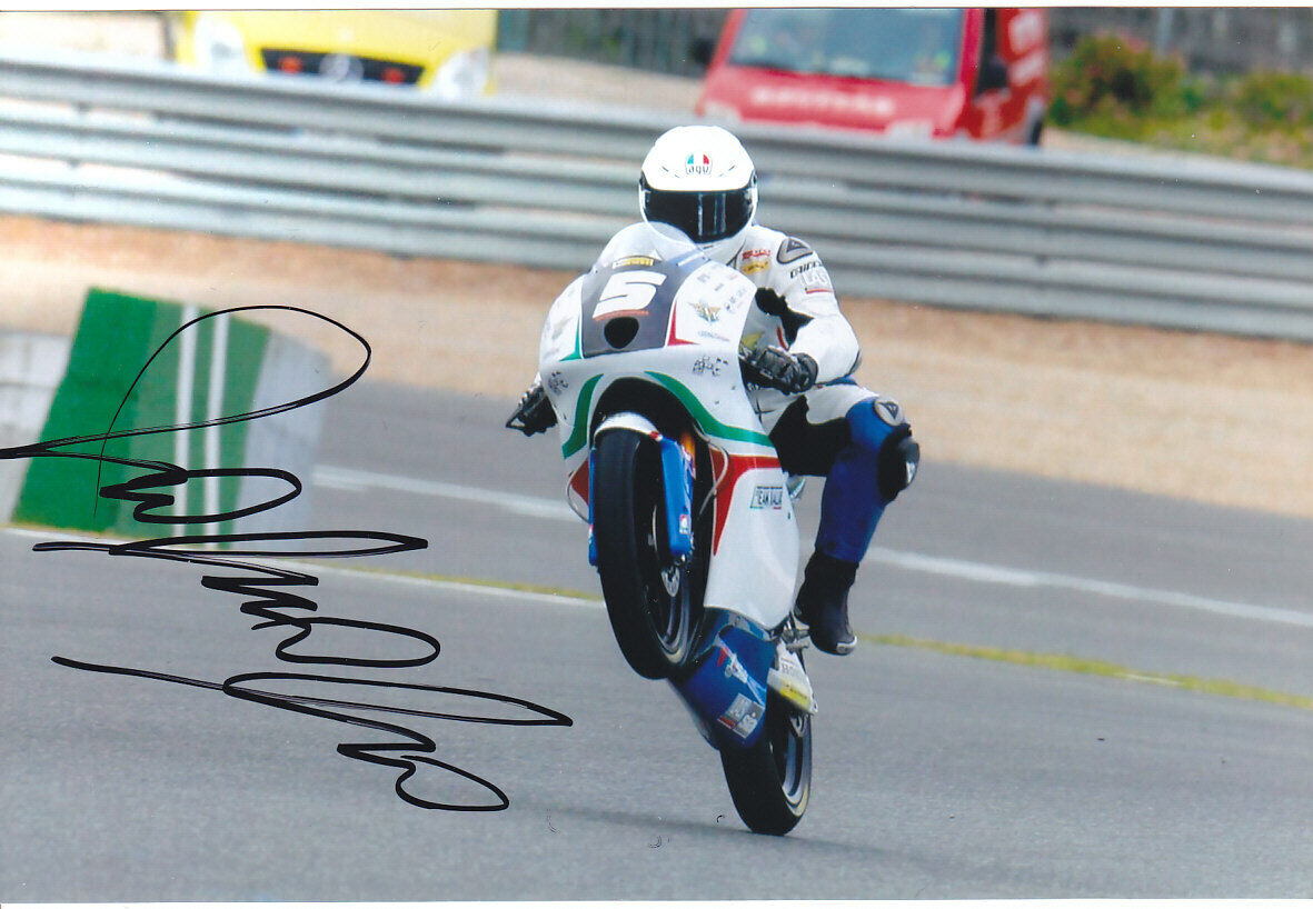 ROMANO FENATI Signed Moto3 TEAM ITALIA FMI Wheelie Colour Photo Poster painting