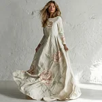 Women's Vintage Rose Art Flowy Maxi Dress - Image 2