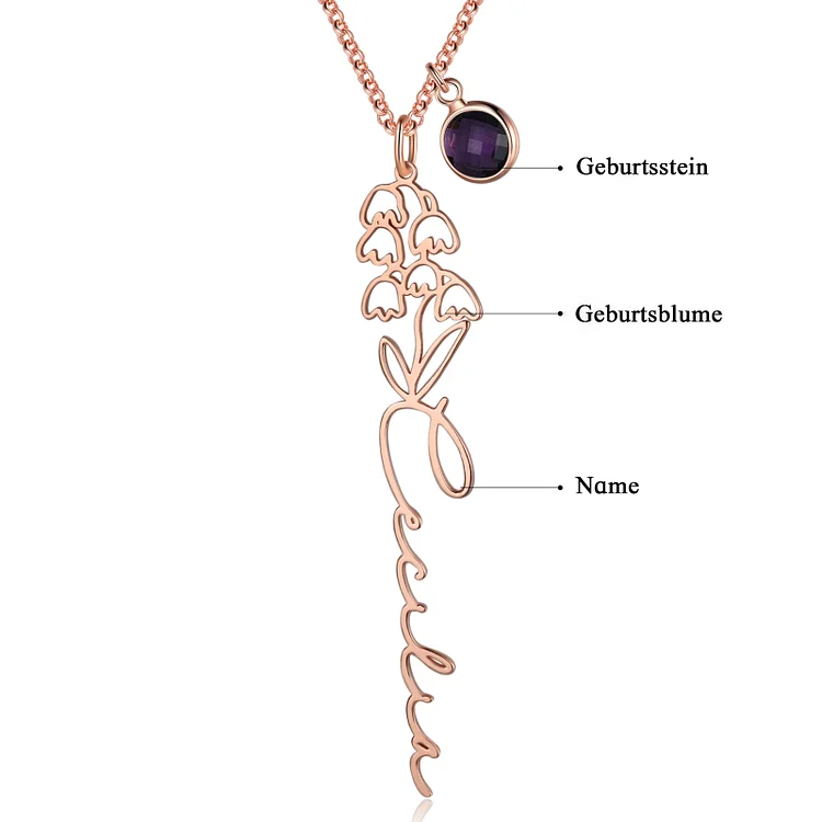 Kettenmachen Personalisierte Name Geburtsblume Halskette mit Geburtsstein - Geburtsblume Serie 