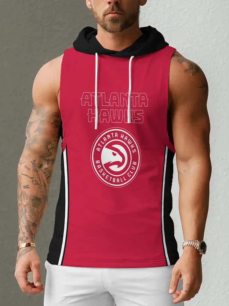 Atlanta Hawks Men's Casual Comfy Sleeveless Hooded Tank Top
