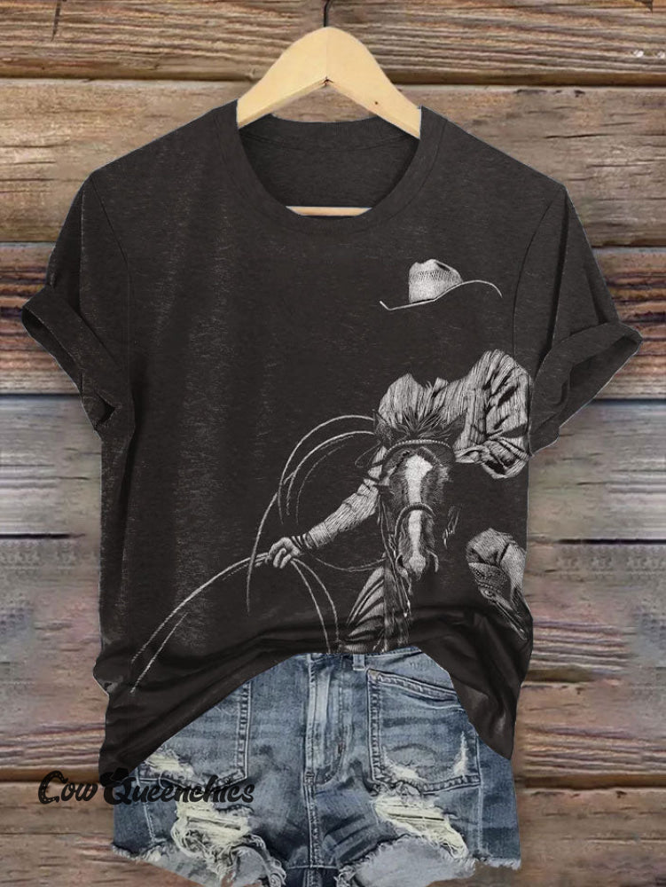 Vintage Art Print T-Shirt Black / S