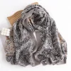 Stylish Grey Floral Women's Shawl Scarf
