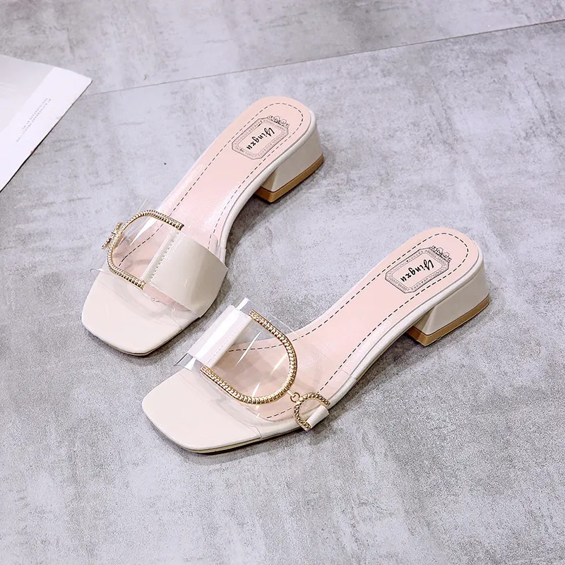Breakj Breakj New Metal Buckle Korean Version Of Cool Drag Fashion Korean Version Coarse And Flip-Flops Women's Summer Wear