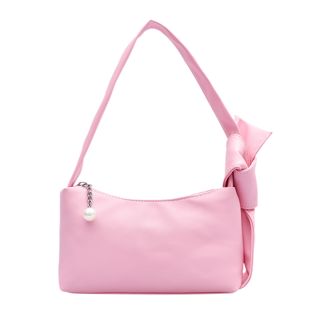 

Women Tie Knot Handbags Portable Solid Color Totes PU Shoulder Bag -Pink, 501 Original