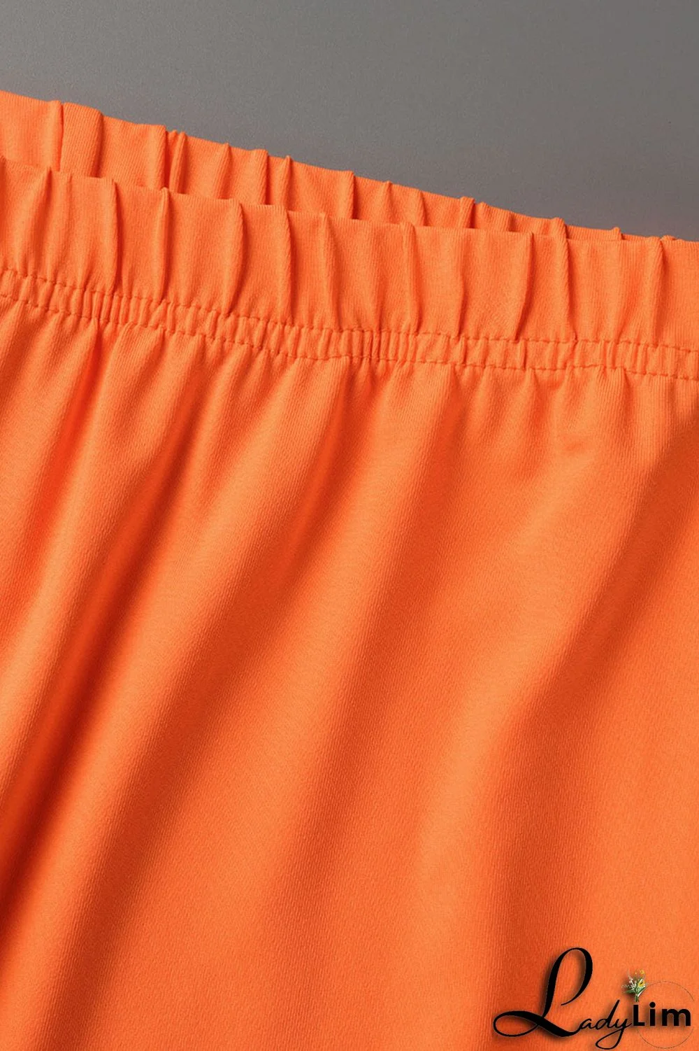 Tangerine Casual Solid Split Joint Asymmetrical Spaghetti Strap Sleeveless Two Pieces