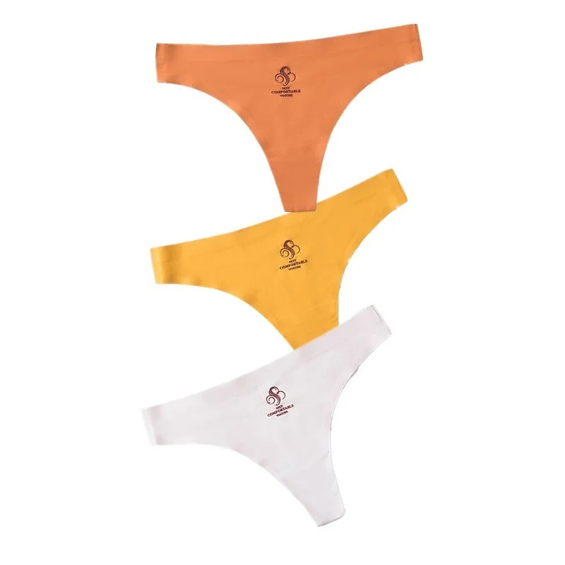 3pcs Women Thongs & G Strings Sexy Low-Rise Seamless Panties Ultra Thin Solid Thong Woman Invisible Plus Size Underwear Lingerie