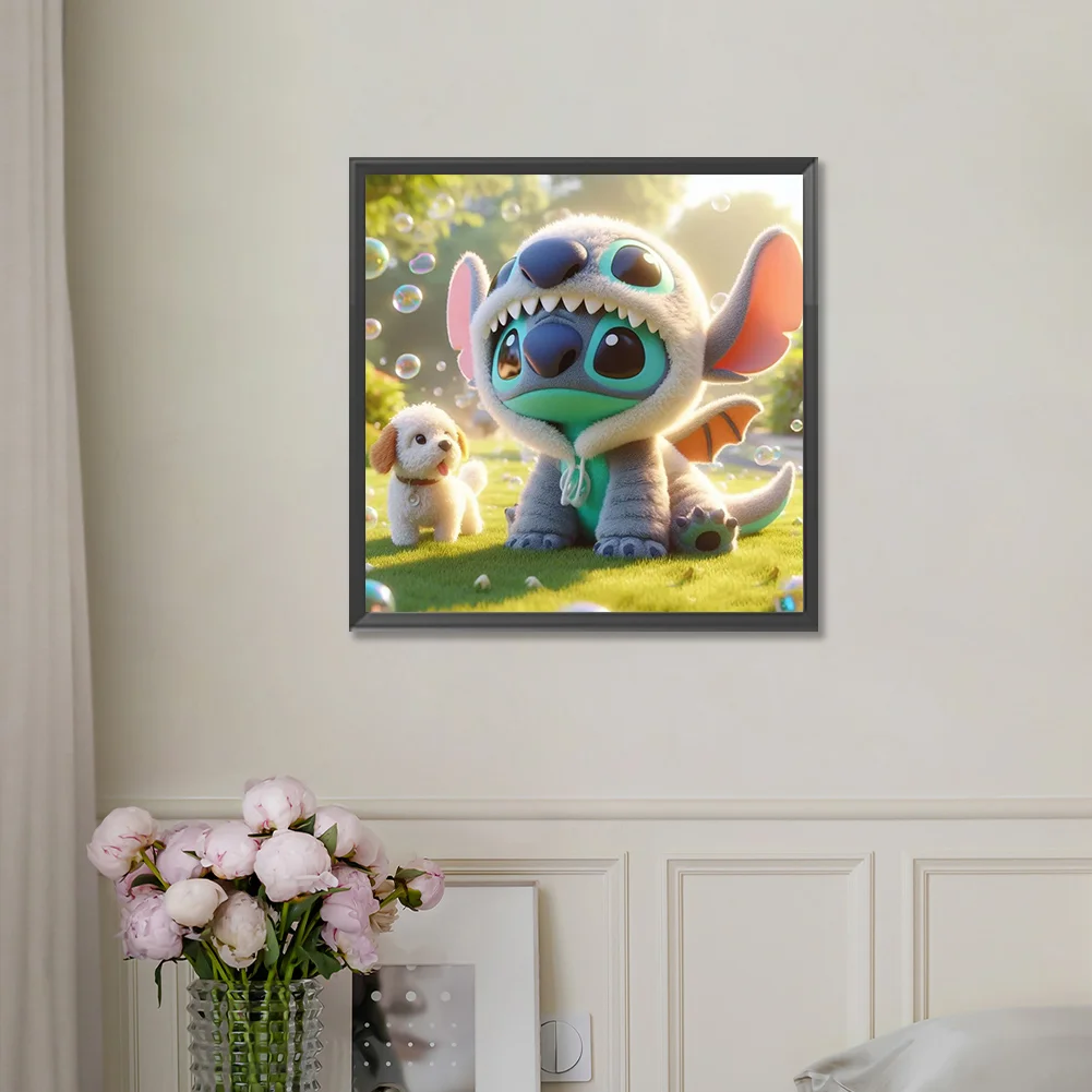 Diamond Painting - Full Round Drill - Stitch and Puppy(Canvas|30*30cm)