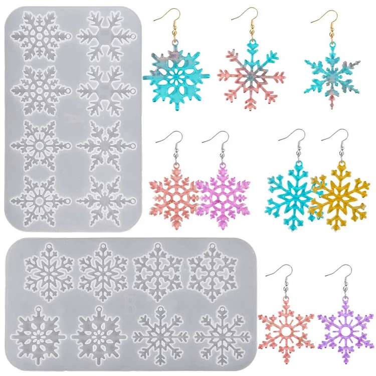 2Pcs Snowflake Earring Resin Mold Set CrazyMold