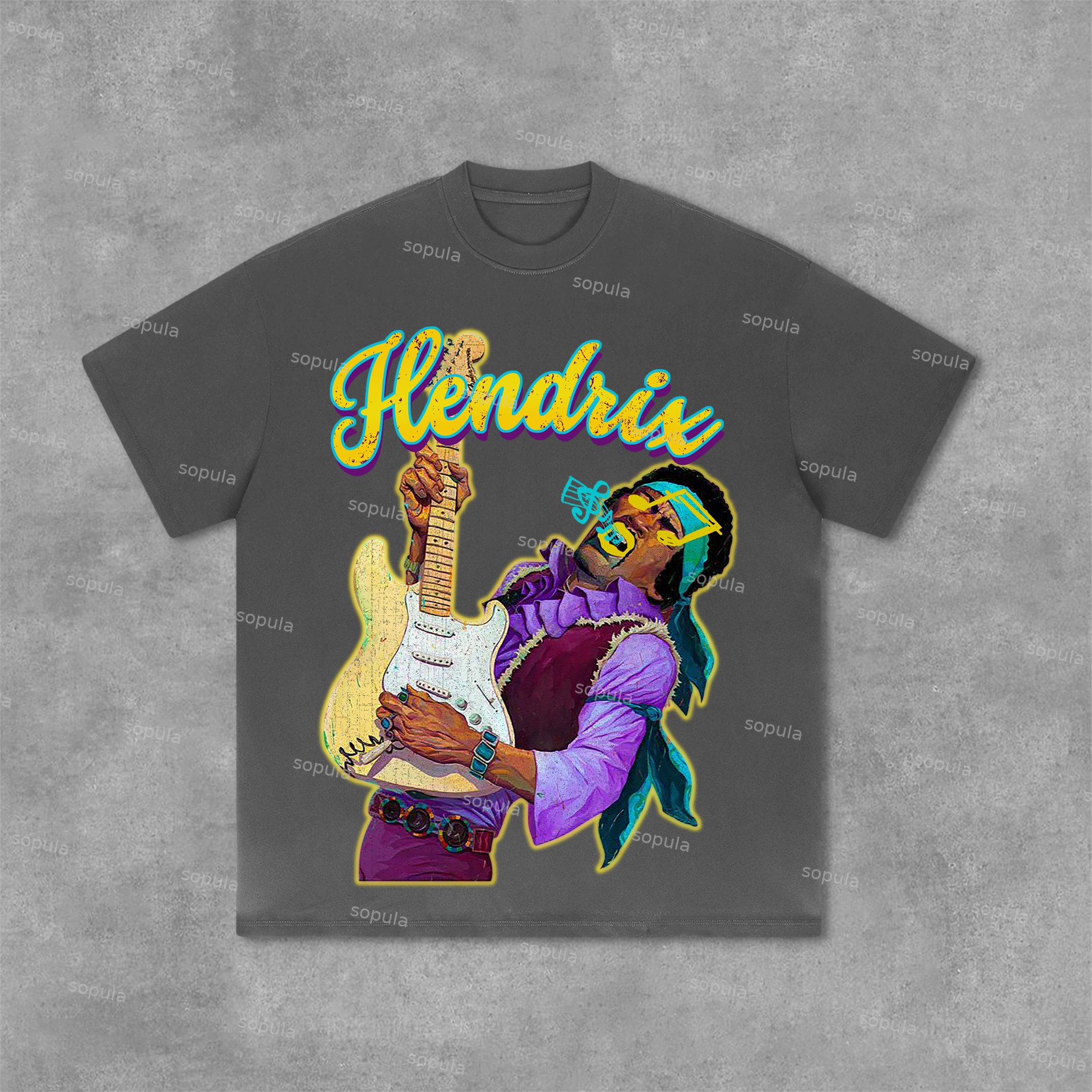 Sopula Hendrix Fashion Guitarist Graphic Print Cotton T-Shirt - SOPULA