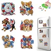 (US Only)6pcs 2D Flat Acrylic Independence Day Dog DIY Diamond Painting Fridge Magnets