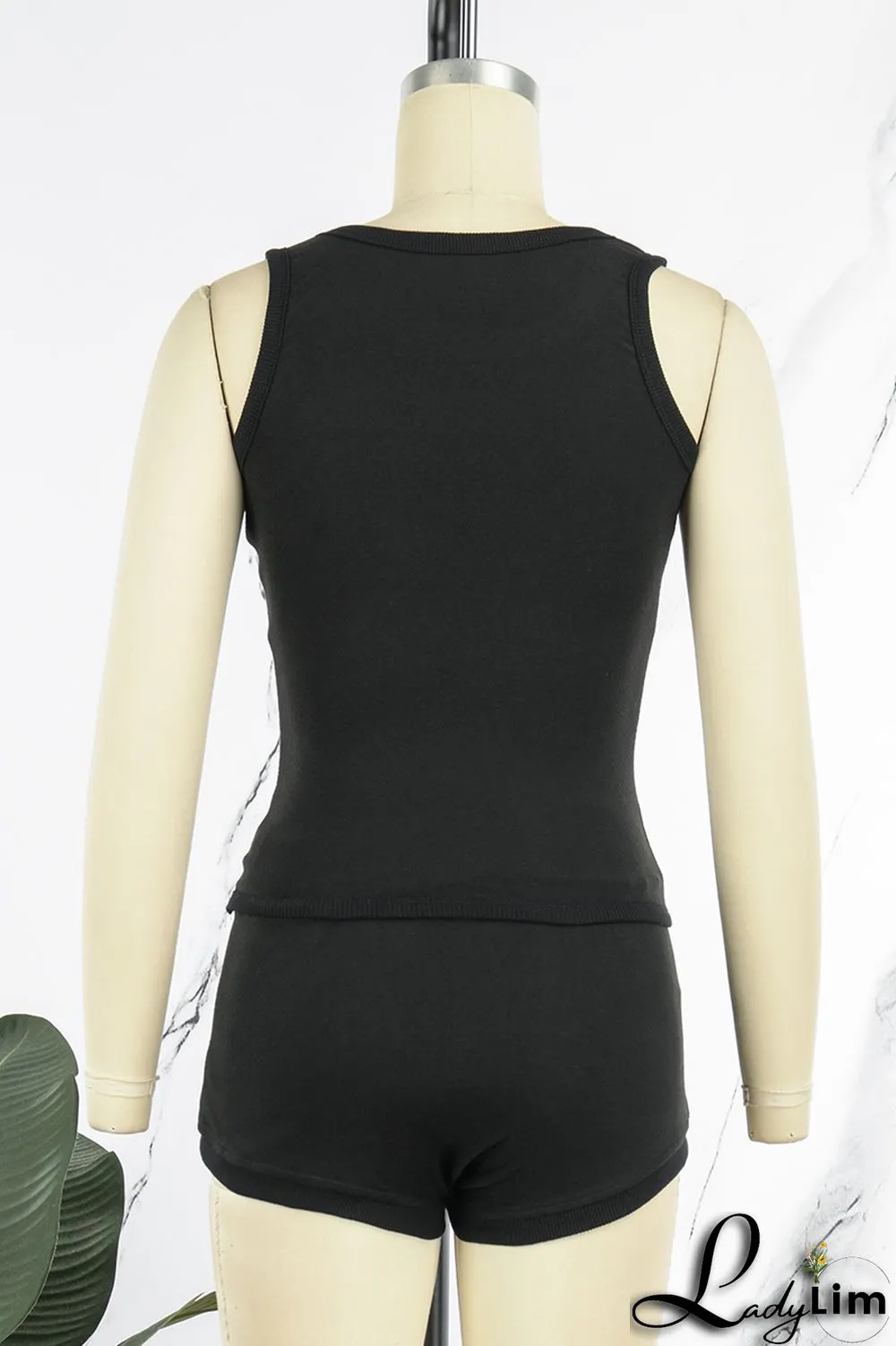 White Casual Sportswear Solid Patchwork O Neck Sleeveless Two Pieces