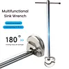 11 Inch Plumbers Wrench Adjustable Plumbing Wrench Capacity of 5/16inch To 1-1/8inch Tap Nut Spanner for Hard To Reach Spaces (Silver)