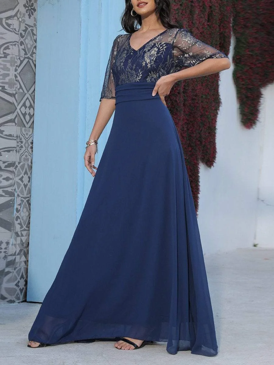 Solid color high waist lace dress