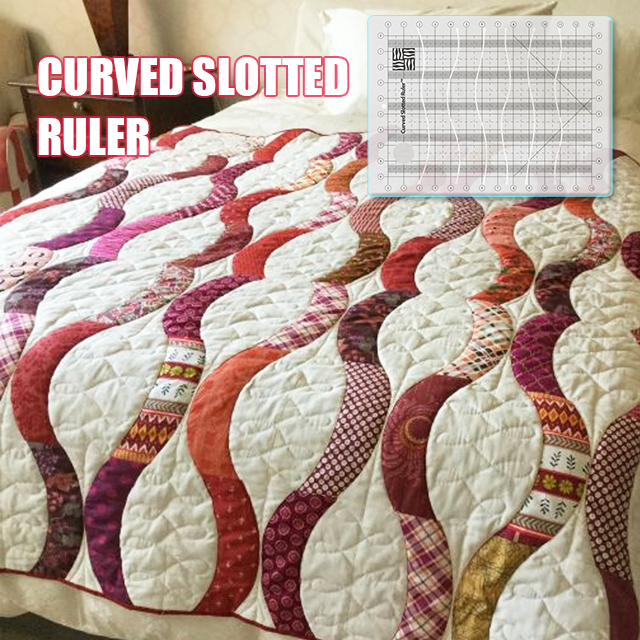 Patchwork Quilt Curved Slotted Ruler With Instructions