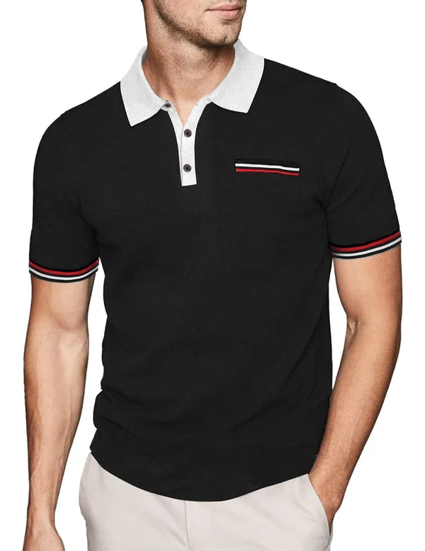 Men's Simple Solid Color Color Block Short Sleeve Polo Shirt