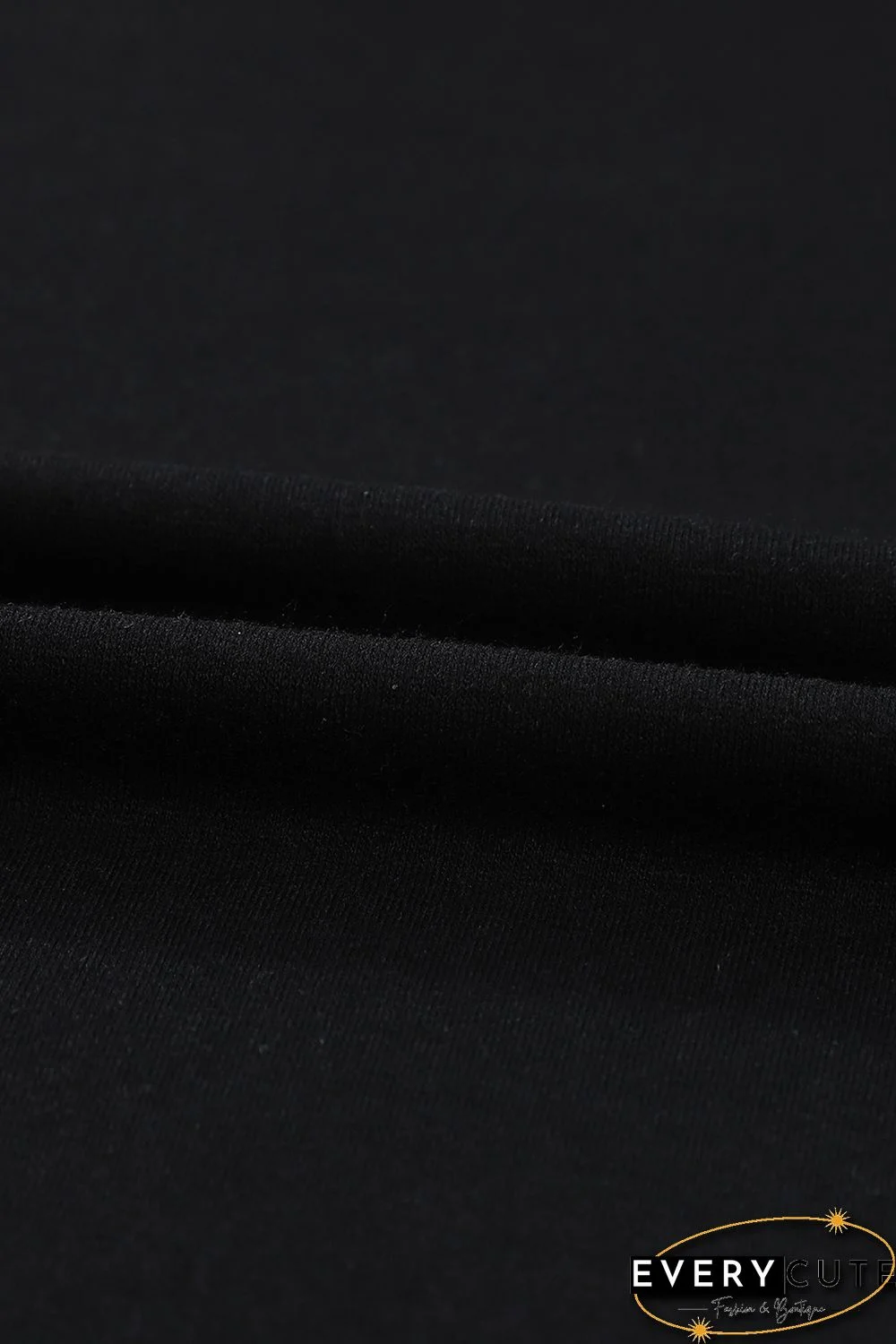 Black Leopard Sleeves Color Block V Neck T-shirt