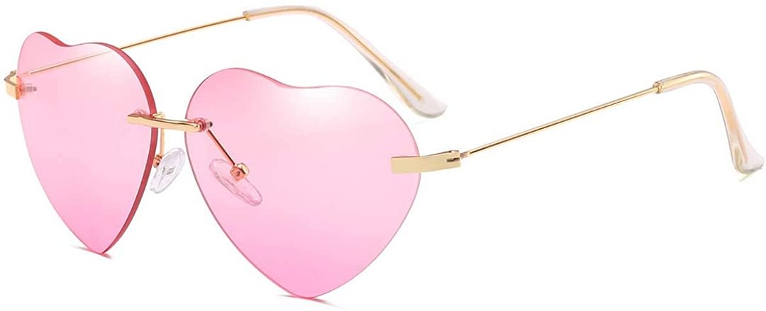 Heart Sunglasses Thin Metal Frame Lovely Heart Style for Women