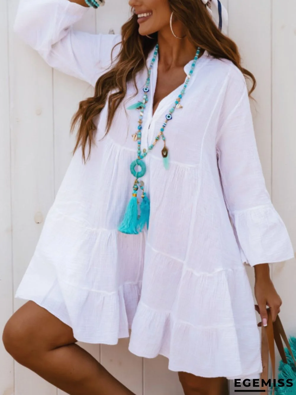 Casual V Neck Dress | EGEMISS