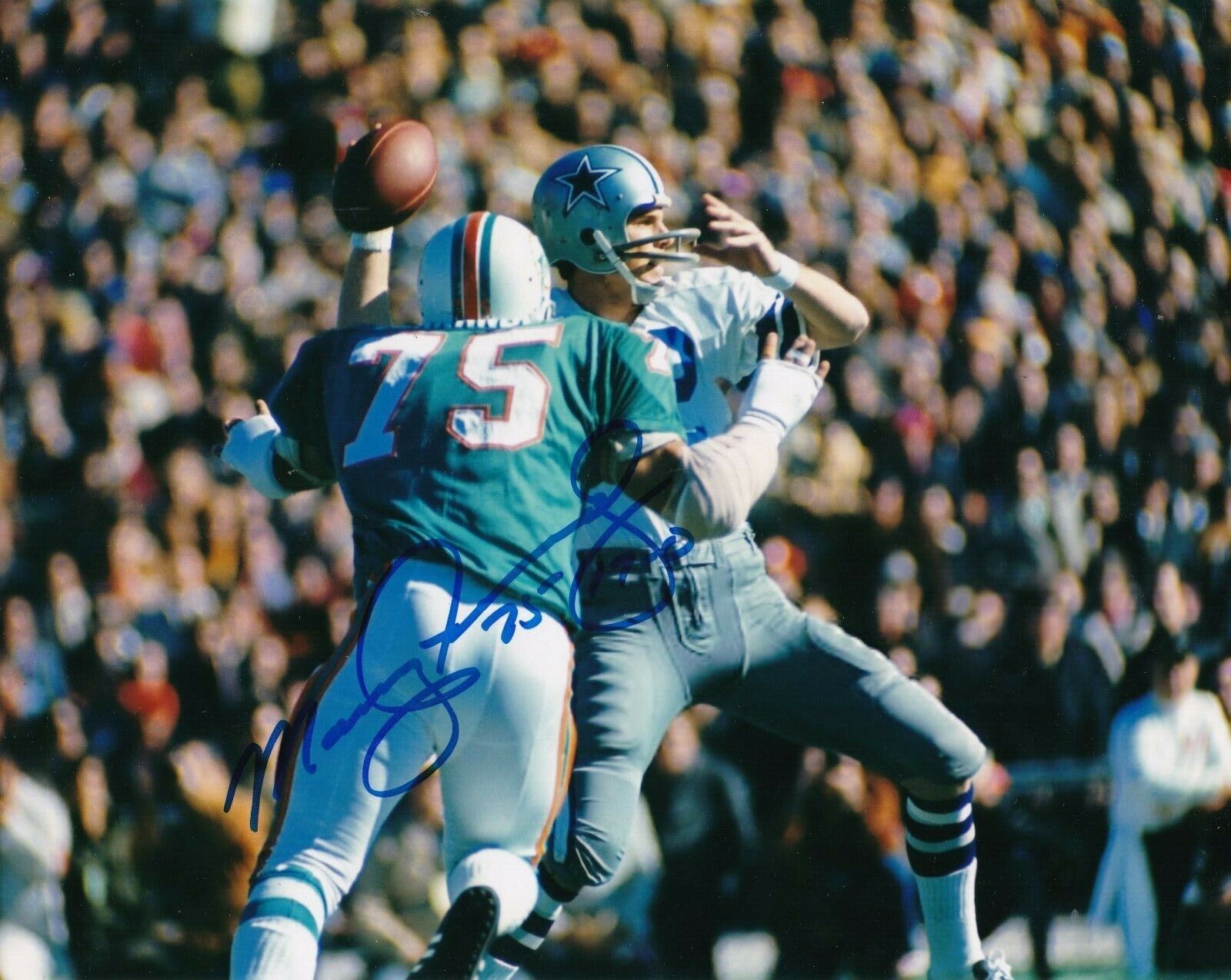 MANNY FERNANDEZ MIAMI DOLPHINS 17-0 ACTION SIGNED 8x10