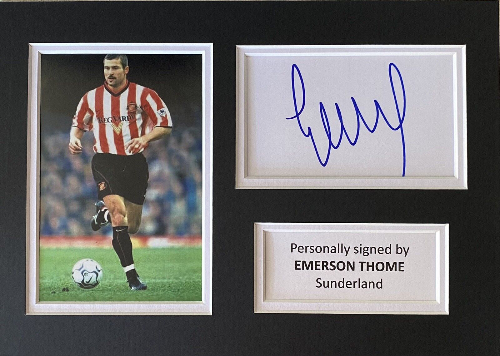 Emerson Thome Hand Signed White Card In A4 Sunderland Mount Display