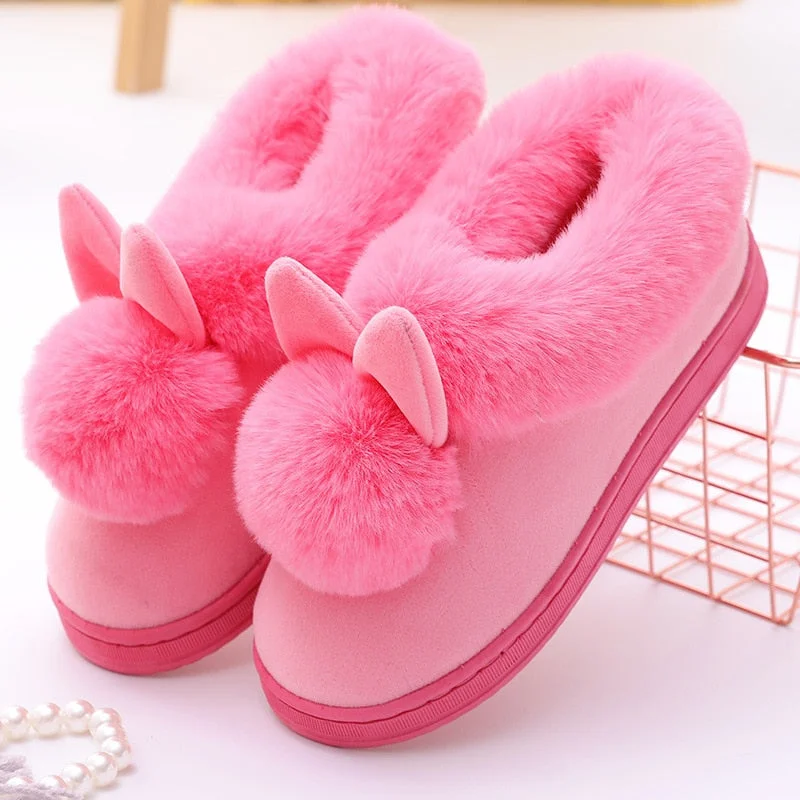Comemore Winter Warm Women Slippers Female Platform Furry Fur Plush Men's Indoor Home Slipper House Shoes Woman Plus Size 44 New