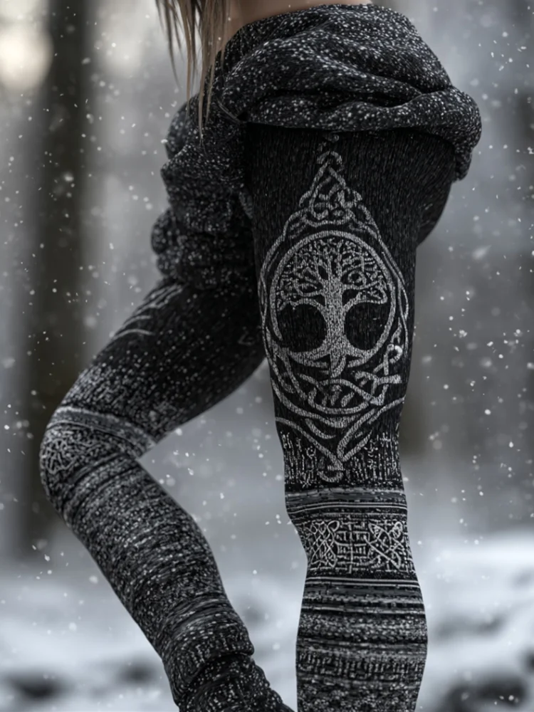 Women's Viking Style Tree Of Life Celtic Knot Gradually Changing Color Casual Leggings