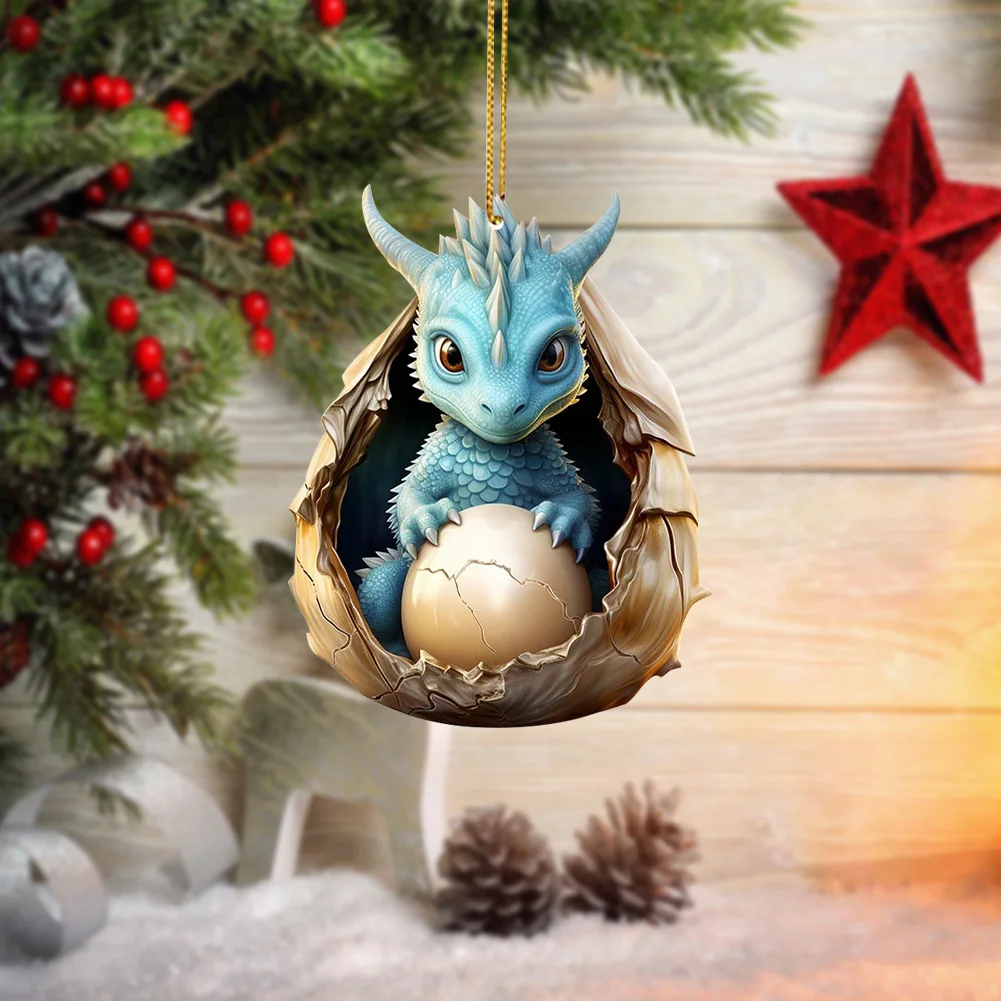 Christmas Dragon Baby Egg Ornaments Acrylic Dragon Egg Pendants for Car Backpack