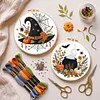 Embroidery Starter Kit with Pattern Halloween Witch Hat Magic Cauldron 2Pcs tapestrymarket