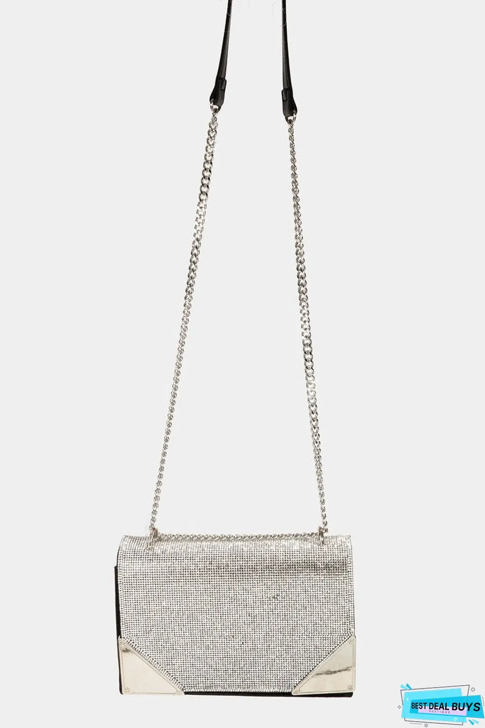 Fame Rhinestone Studded Rectangle Crossbody Bag