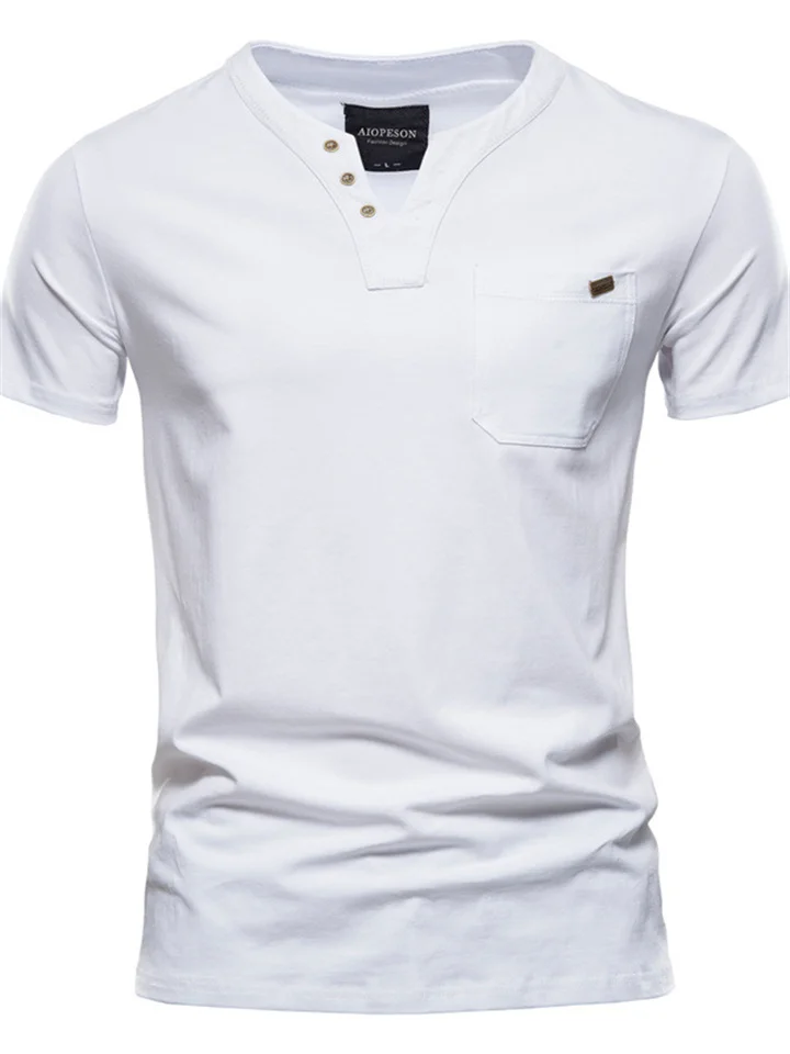 Summer Japanese Casual T-shirt Men's Fashion Trend Sports T-shirt Slim Cotton Pocket Men's T-shirt Short-sleeved-Cosfine